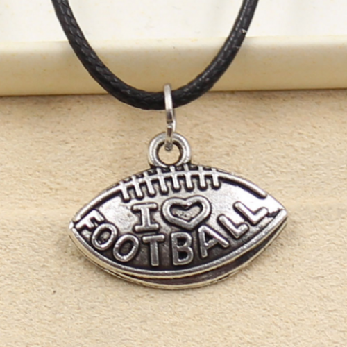 Tibetan Silver I love foot ball Necklace