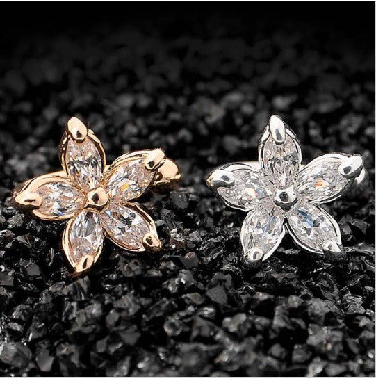 Cuff Earring - Single Crystal Flower