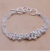 Multi Layer Silver Beads Toggle Bracelet